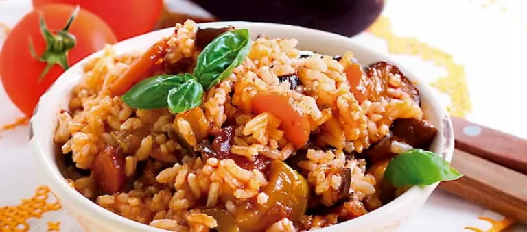 ARROZ SAN PEDRO CON BERENJENAS Y TOMATES CHERRY ASADOS