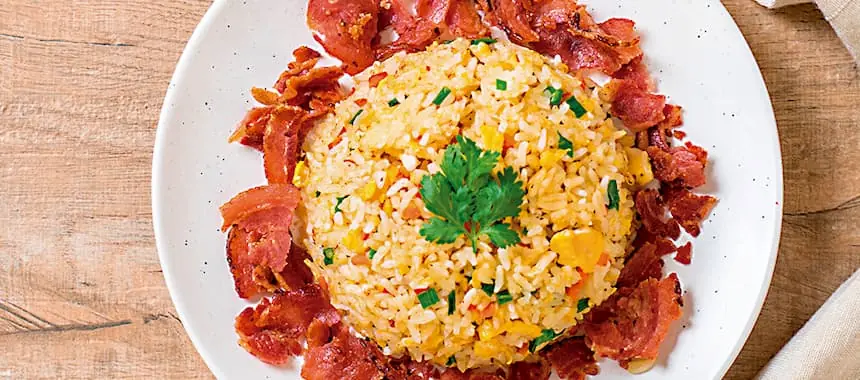 ENSALADA DE ARROZ SAN PEDRO CON TOCINO Y QUESO MANCHEGO